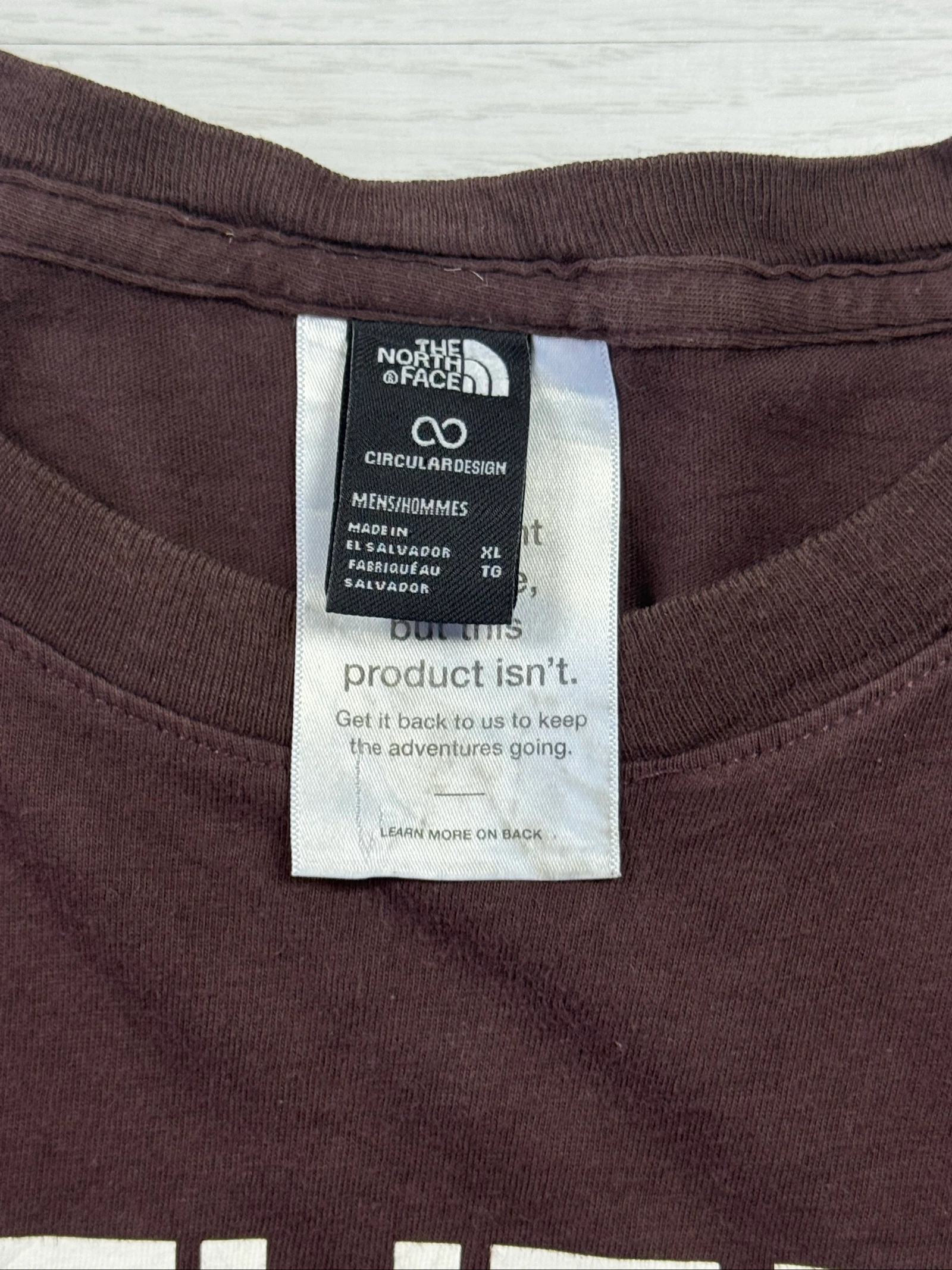 The North Face Big Logo Brown T-Shirt XL Circular Design – photo 3